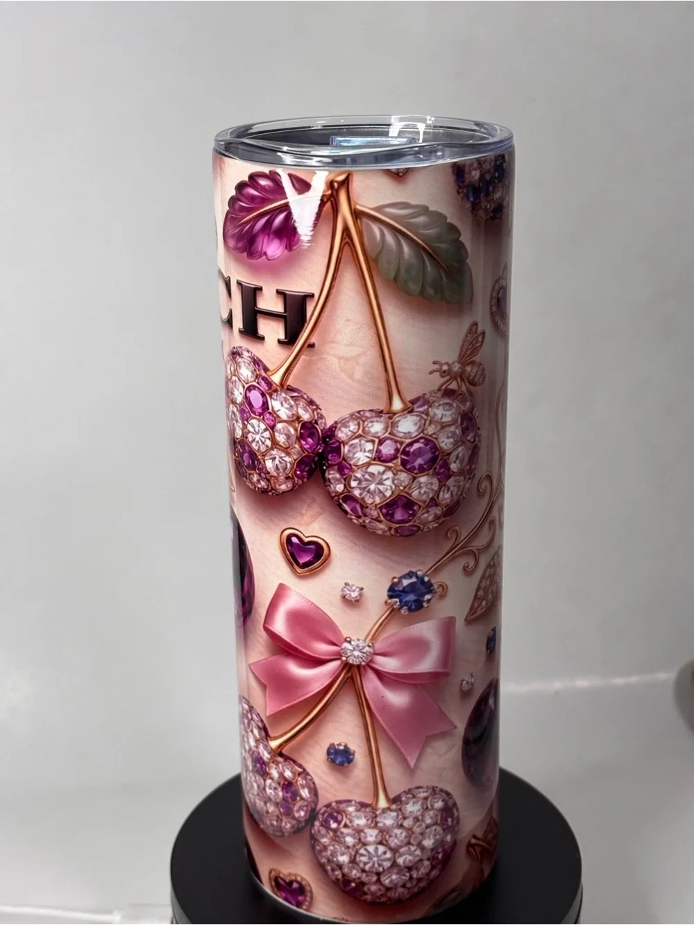 Tumbler 20 oz Coach Pink and Purple Cherry Accent Lantern